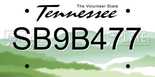 SB9B477 Tennessee License Plate