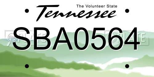 SBA0564 Tennessee License Plate