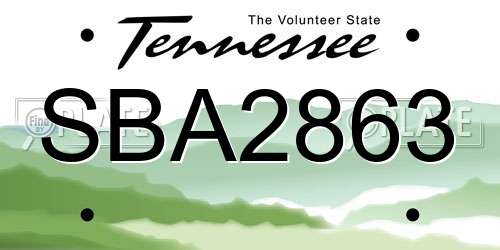 SBA2863 Tennessee License Plate
