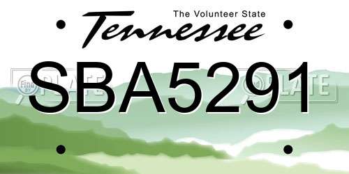 SBA5291 Tennessee License Plate