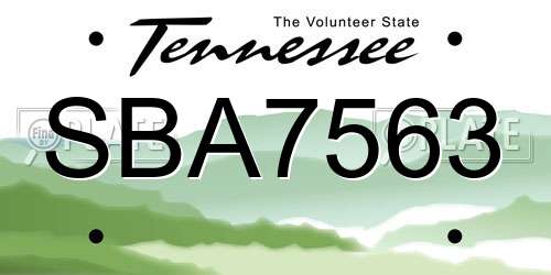 SBA7563 Tennessee License Plate
