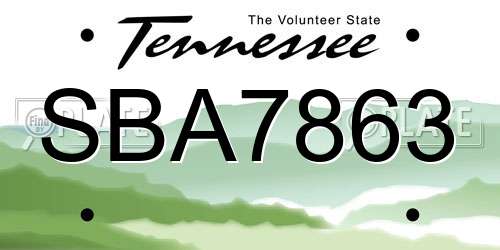 SBA7863 Tennessee License Plate