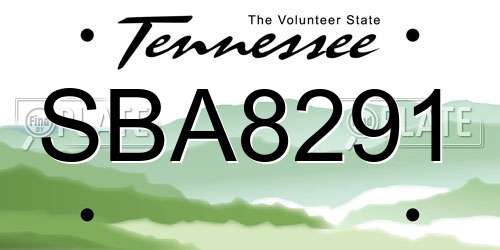 SBA8291 Tennessee License Plate