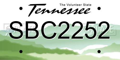 SBC2252 Tennessee License Plate