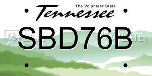 SBD76B Tennessee License Plate
