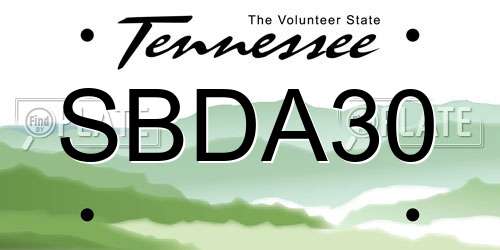 SBDA30 Tennessee License Plate