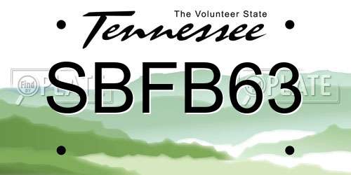 SBFB63 Tennessee License Plate