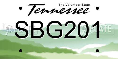 SBG201 Tennessee License Plate