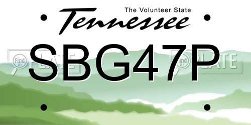 SBG47P Tennessee License Plate