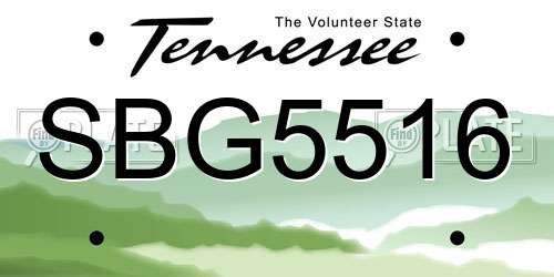 SBG5516 Tennessee License Plate