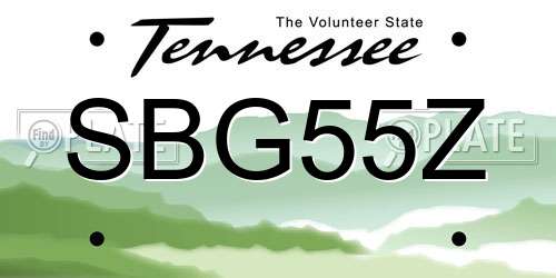 SBG55Z Tennessee License Plate