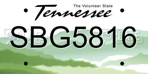 SBG5816 Tennessee License Plate