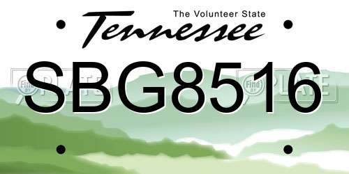 SBG8516 Tennessee License Plate