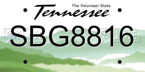 SBG8816 Tennessee License Plate