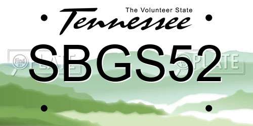 SBGS52 Tennessee License Plate