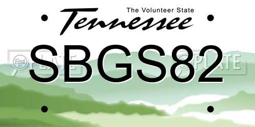 SBGS82 Tennessee License Plate