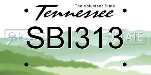 SBI313 Tennessee License Plate