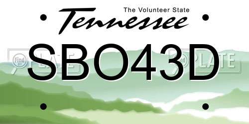 SBO43D Tennessee License Plate