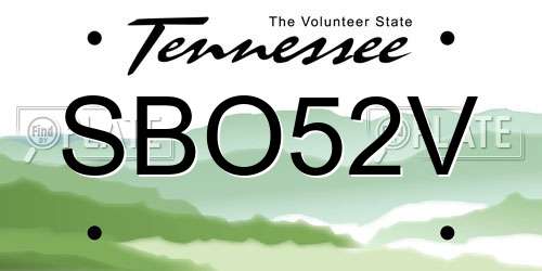 SBO52V Tennessee License Plate