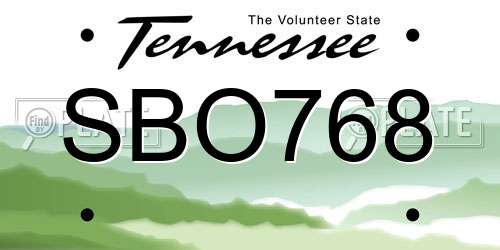 SBO768 Tennessee License Plate
