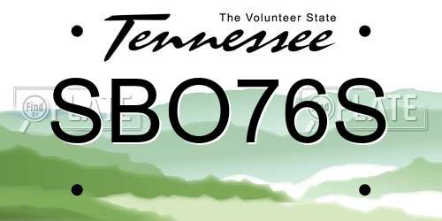 SBO76S Tennessee License Plate