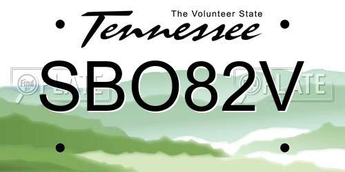 SBO82V Tennessee License Plate