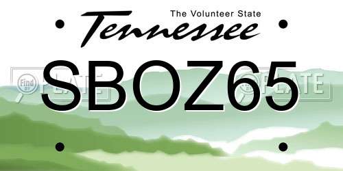 SBOZ65 Tennessee License Plate