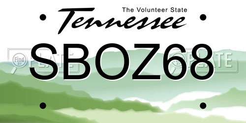 SBOZ68 Tennessee License Plate