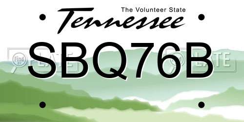SBQ76B Tennessee License Plate