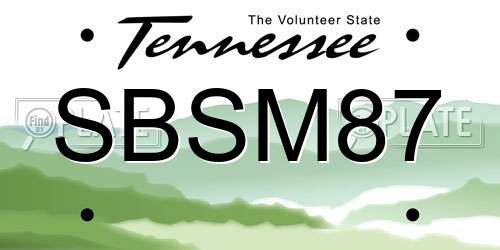 SBSM87 Tennessee License Plate