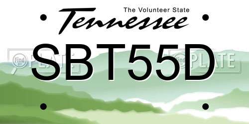 SBT55D Tennessee License Plate