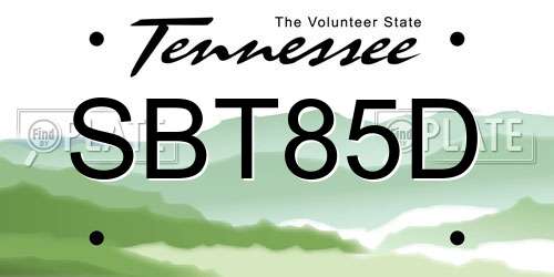SBT85D Tennessee License Plate