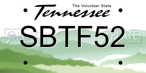 SBTF52 Tennessee License Plate