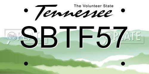 SBTF57 Tennessee License Plate