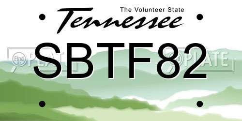 SBTF82 Tennessee License Plate