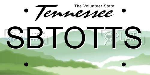SBTOTTS Tennessee License Plate
