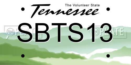 SBTS13 Tennessee License Plate