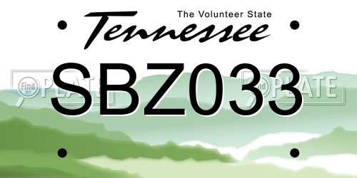 SBZ033 Tennessee License Plate