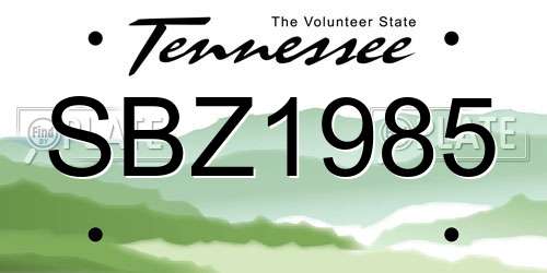 SBZ1985 Tennessee License Plate