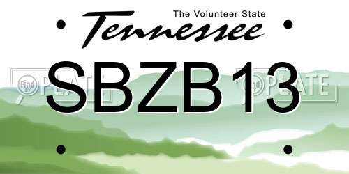 SBZB13 Tennessee License Plate