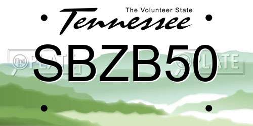 SBZB50 Tennessee License Plate