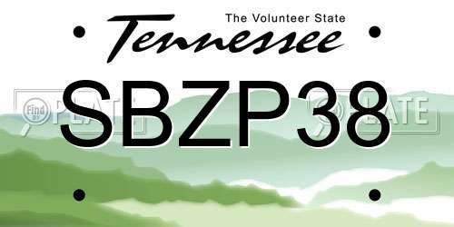 SBZP38 Tennessee License Plate