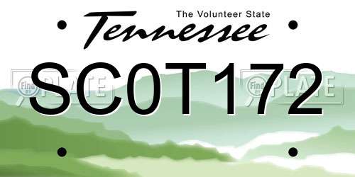 SC0T172 Tennessee License Plate