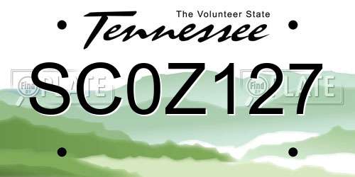 SC0Z127 Tennessee License Plate