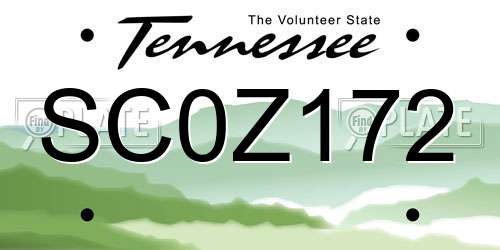 SC0Z172 Tennessee License Plate