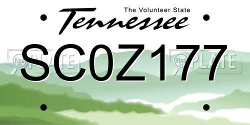 SC0Z177 Tennessee License Plate