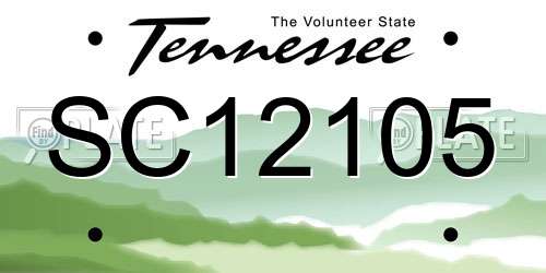 SC12105 Tennessee License Plate