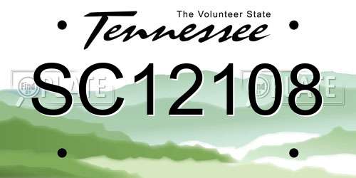 SC12108 Tennessee License Plate