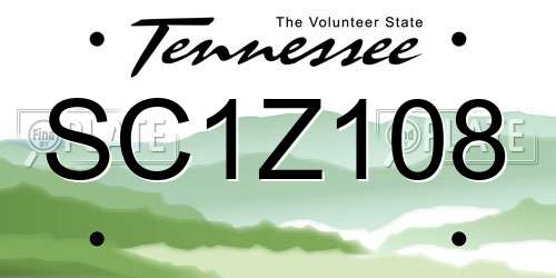 SC1Z108 Tennessee License Plate