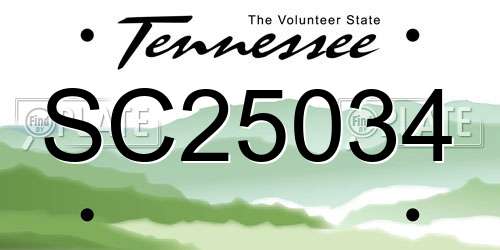SC25034 Tennessee License Plate